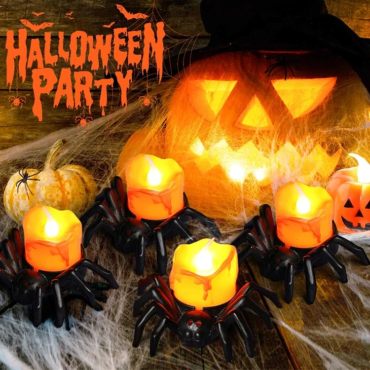 Halloween Decorations LED Candle Light Plastic Spider Pumpkin Lamp for Home Bar Haunted House Halloween Party Decor Horror Props | 168DEAL