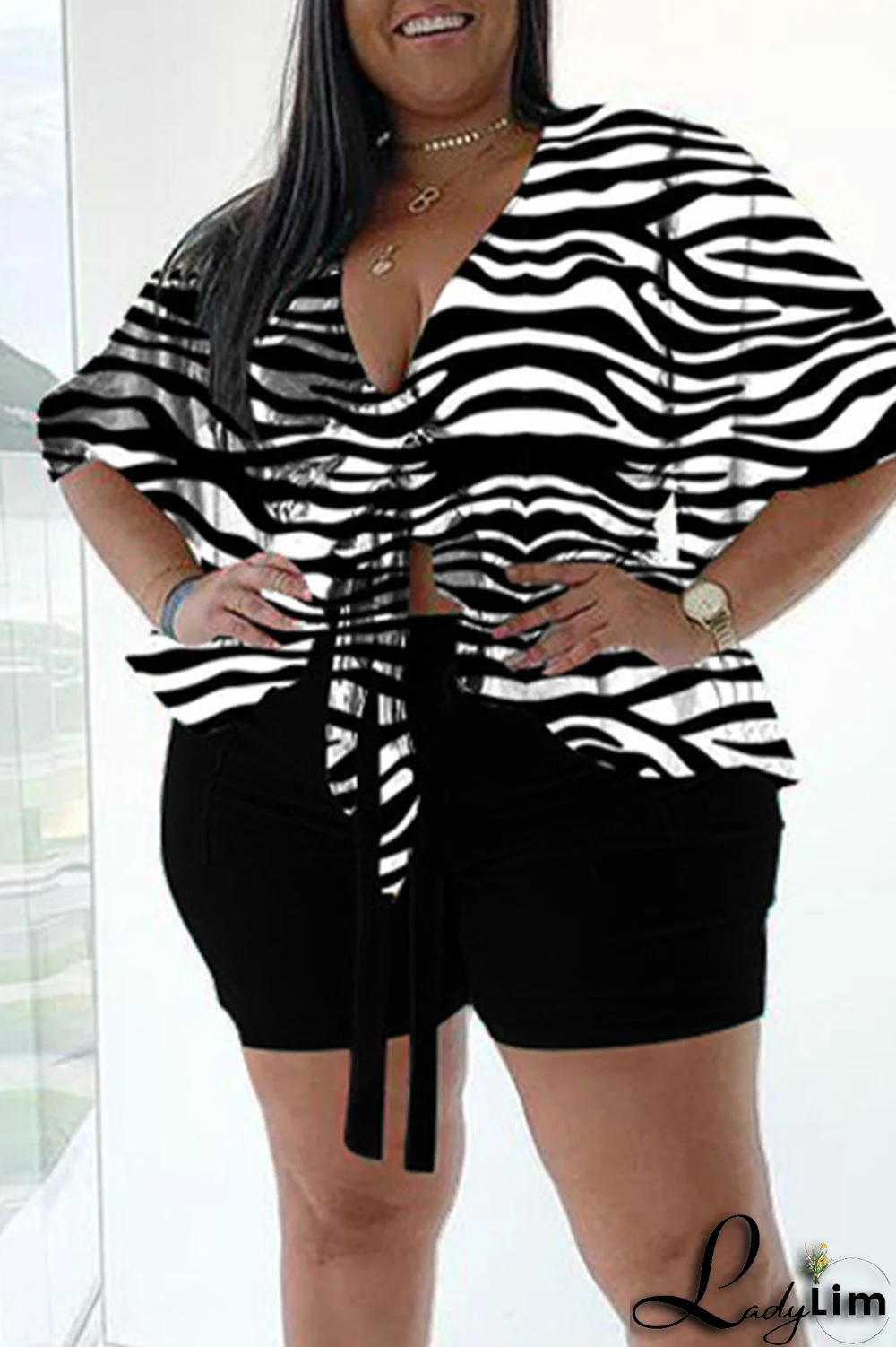 Leopard Print Sexy Print Bandage Split Joint Asymmetrical V Neck Plus Size Two Pieces
