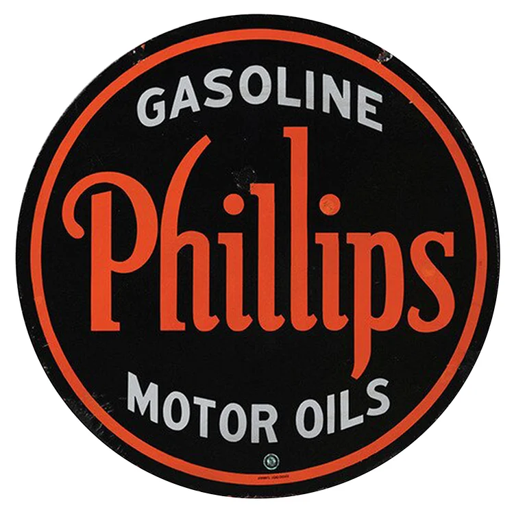 Philips Gasoline Motor Oils- Round Vintage Tin Signs/Wooden Signs - 11.8x11.8in