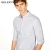 SELECTED Brand New casual 100%cotton stripes slim fit three quarter sleeves shirts men |418231520