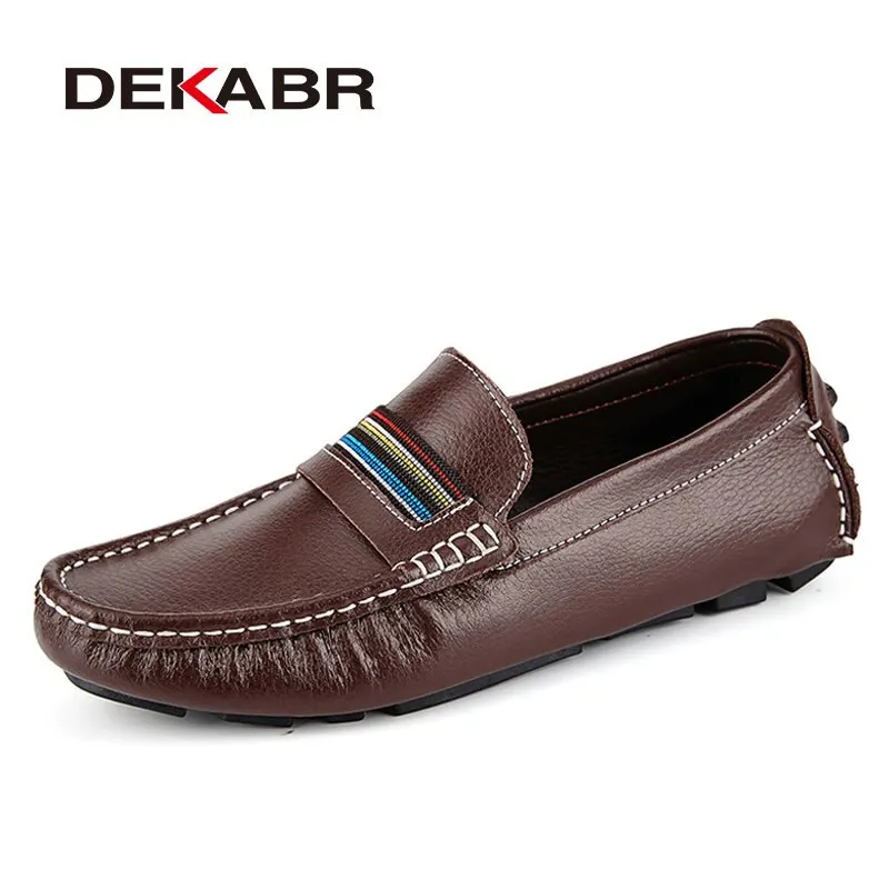 DEKABR Fashion Men Shoes Genuine Leather Casual Soft Comfortable Loafers Male Moccasins Breathable Non Slip Driving Footwear