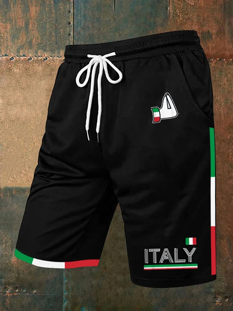Pantaloni casual da uomo con stampe della bandiera italiana