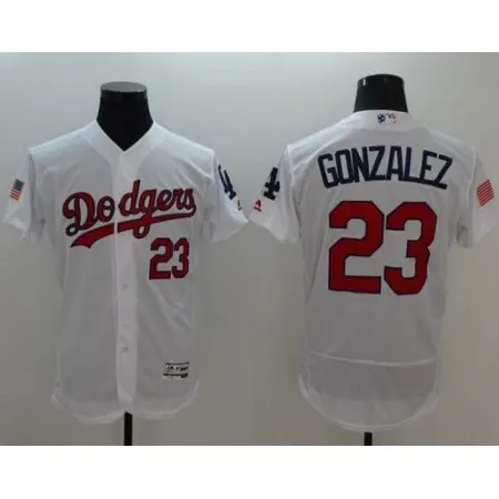 Dodgers #23 Adrian Gonzalez White Fashion Stars & Stripes Flexbase Authentic Stitched MLB Jersey