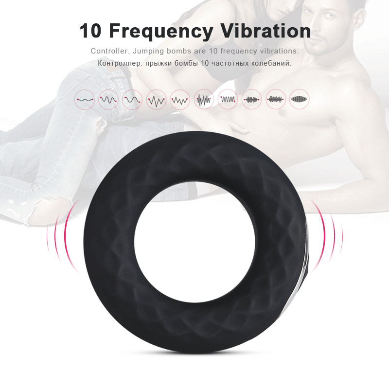 Silicone Penis Vibrating Ring Clit Delay Ejaculation Erection Cock Lock Rings Penis Long Lasting Vibrators - Rose Toy
