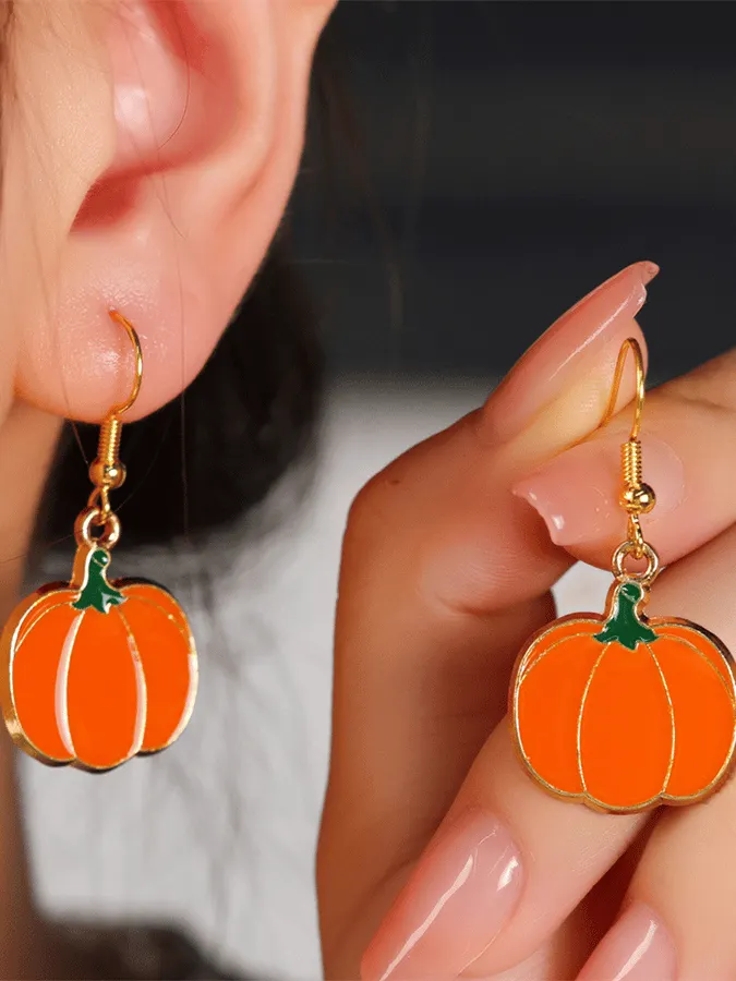 Halloween Pumpkin Element Earrings 