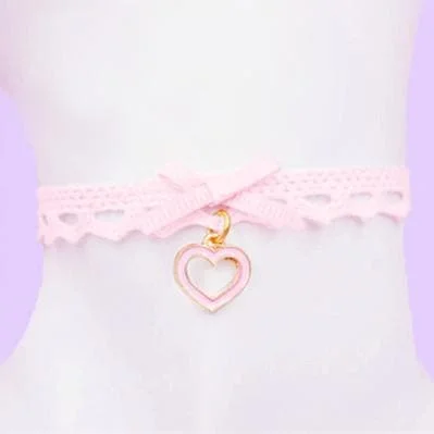 Pink Lace Little Heart Bowknot Bracelets/Choker SP165190
