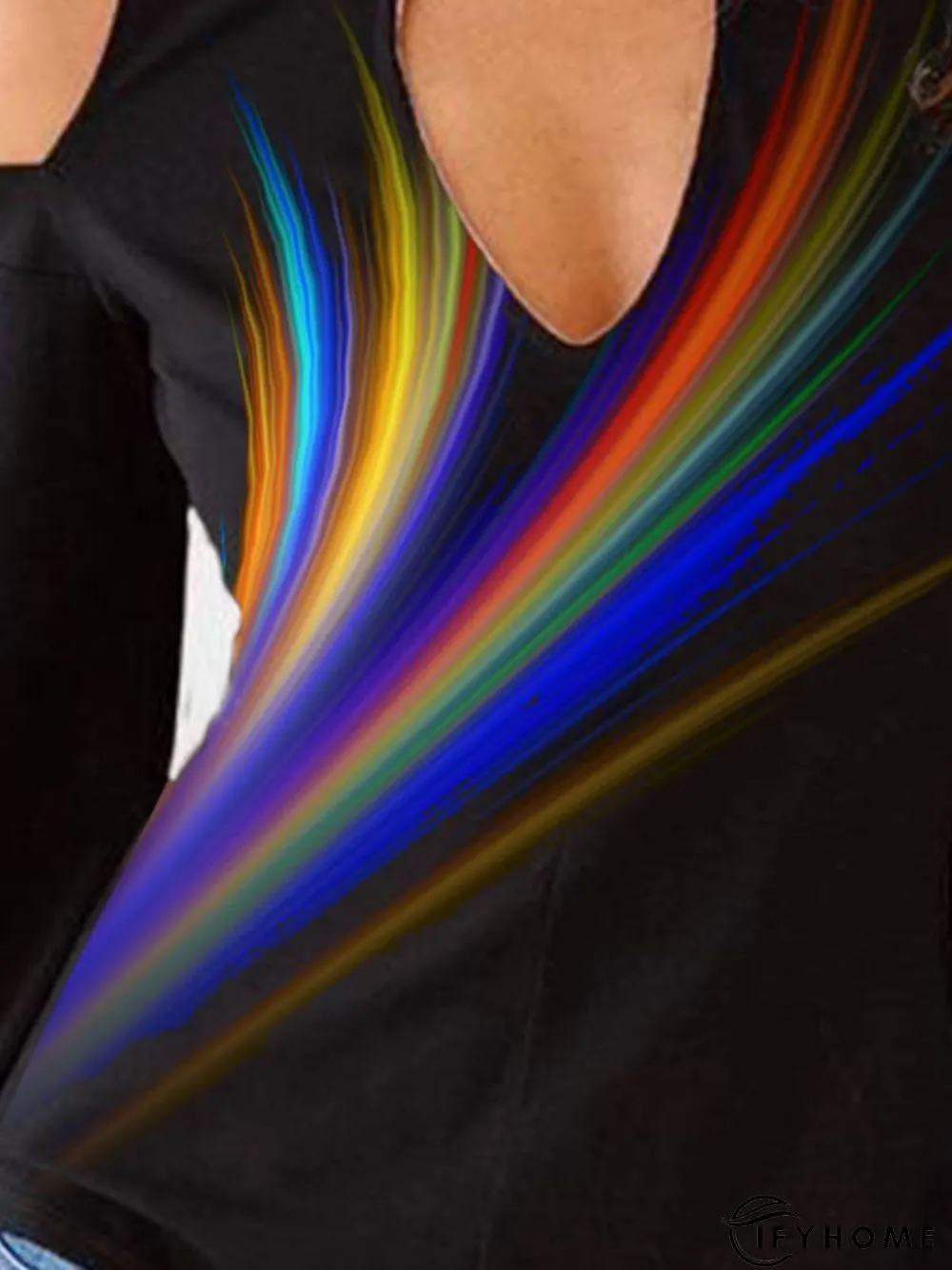 Printed Cotton-Blend Long Sleeve Tunic Top | IFYHOME