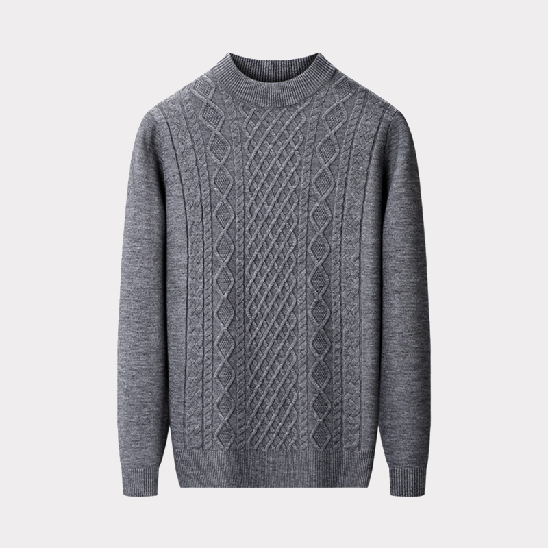 Cable Knit Men's Wool Sweater REAL SILK LIFE
