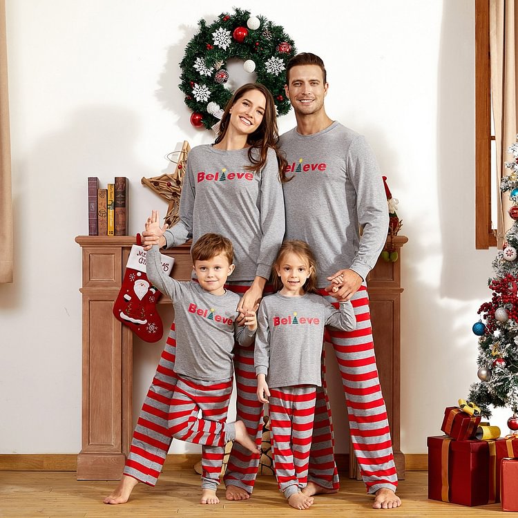 'Believe' Comfy Family Striped Pajamas