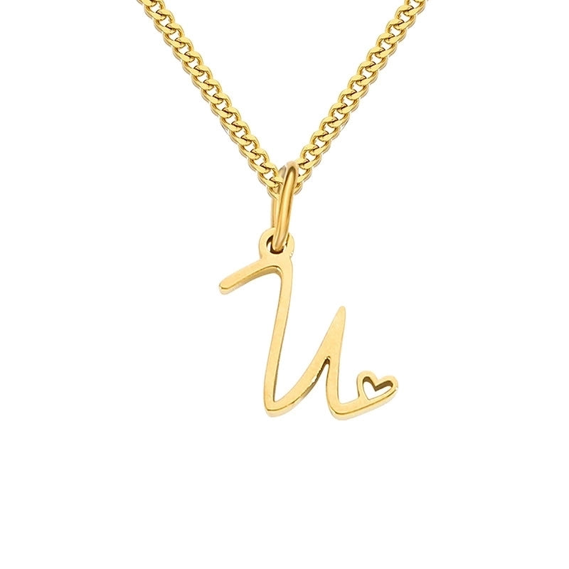 Stainless Steel Minimalist Plating Letter Solid Color Pendant Necklace