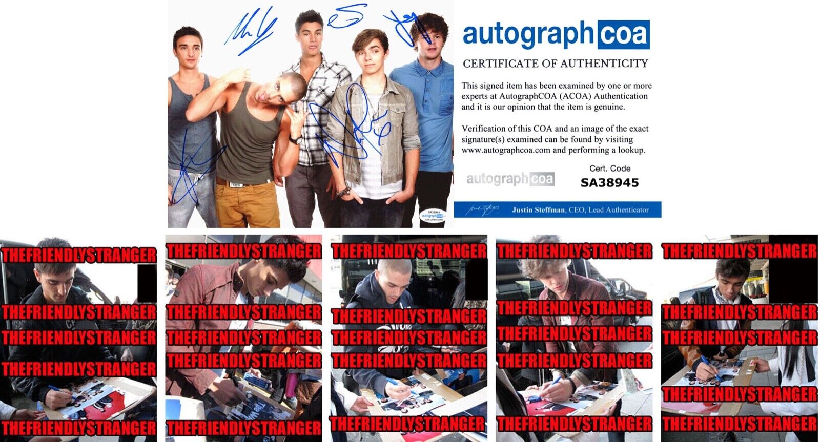 THE WANTED Band ALL 5 signed Autographed 8X10 Photo Poster painting e PROOF MAX Tom Parker ACOA