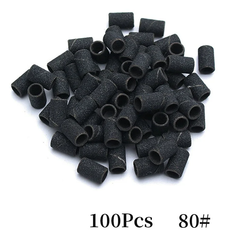 100pcs Electric Drill Sand Brands for Grinding Removal Refillable Nail Art Sand Cutter for Manicure Pedicure Ring Bits-Nail Inspo
