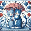 Blue And White Porcelain-Cat-11CT Stamped Cross Stitch 40*40cm/15.75*15.75in