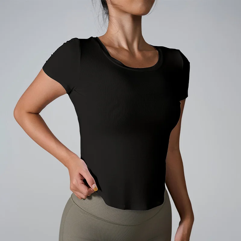 Twisted beauty back sports short-sleeved tops