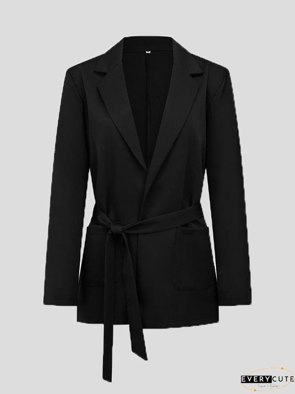 Solid Color Long Sleeve Blazer