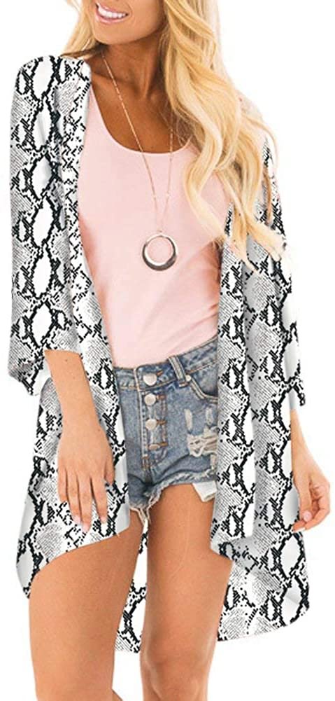 Women's Chiffon Cover Up Loose Beachwear Floral Print Kimono Cardigan Capes