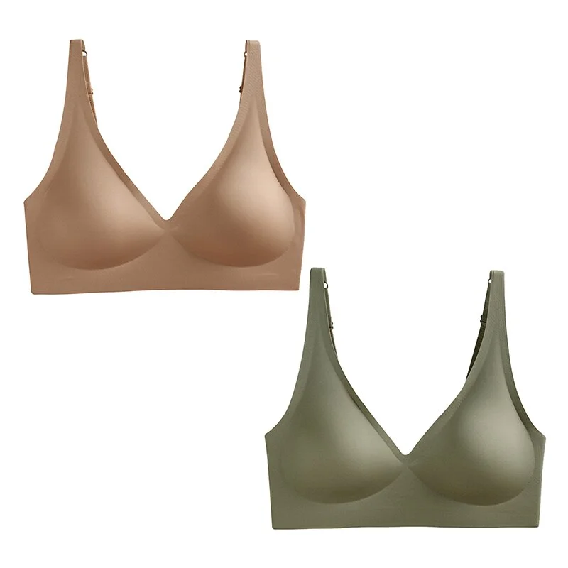 Billionm 2PCS Plus Size Sexy Seamless Bras For Women Wire Free Underwear BH Push Up Bralette With Pad Vest Top Soft Bra Brassiere Lingeri