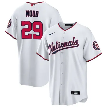 Men's Washington Nationals #29 James Wood  White Alternate Limited Player Jersey