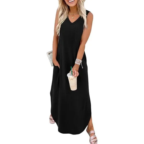 🍀Summer Dresses Maxi Dress Vacation Beach Sundresses 2025 with Pockets
