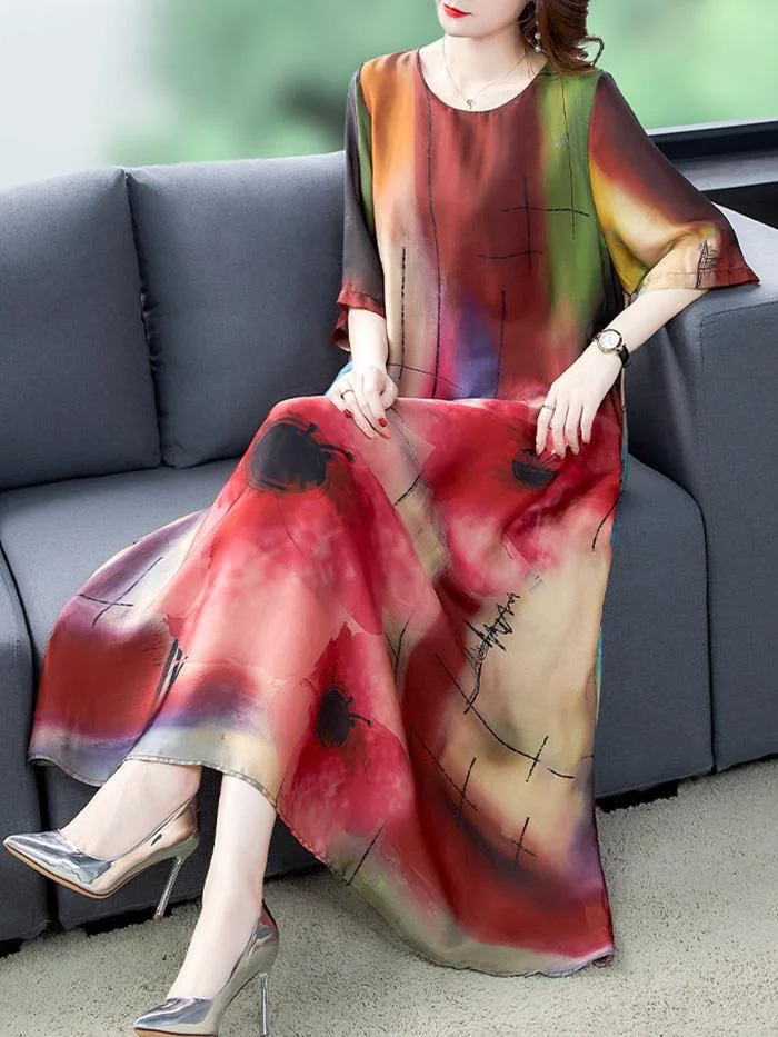 Elegant Printed A-line Dress