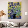 Van Gogh Irises And Black Cat-11CT Stamped Cross Stitch 40*50cm/15.75*19.69in
