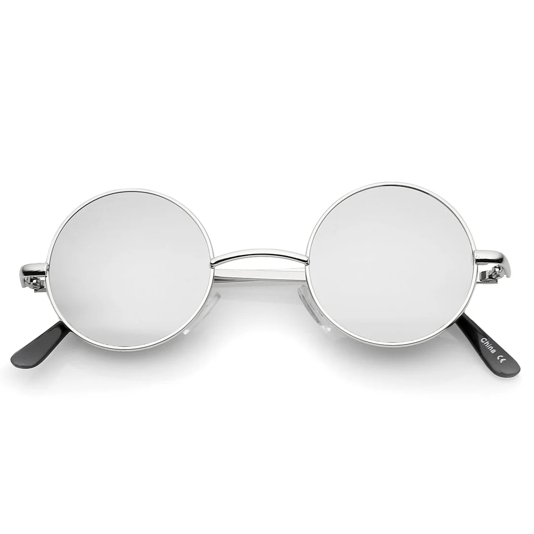 Lennon Style Round Circle Metal glasses with Color Mirror Lens
