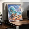 Heart Wave Turtle Family Special Shaped 5D DIY Partial Drill Diamond Painting Kits for Adults Beginners Home Decor Diamonds Dots Gem Art Kits 11.81 X11.81inch