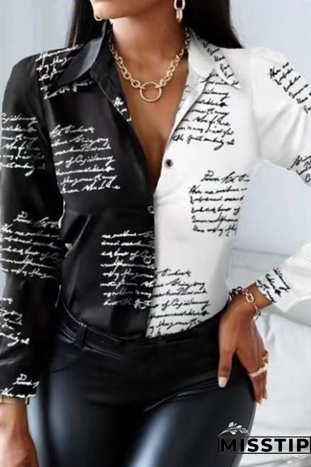 Camouflage Fashion Casual Print Patchwork Turndown Collar Tops