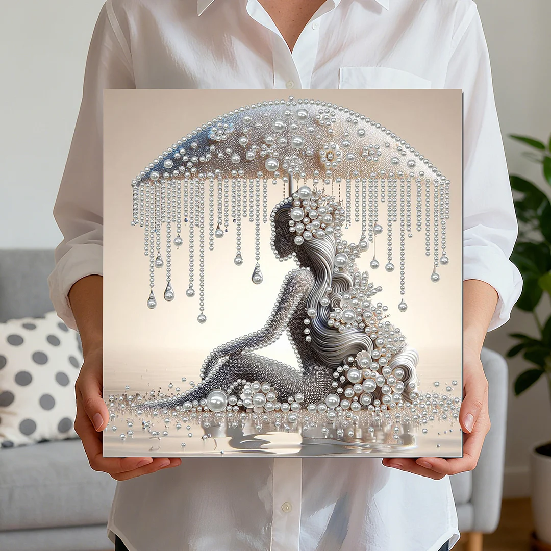 Umbrella Woman - DIY Pearl Diamond Art Kit With Frame 30*30cm