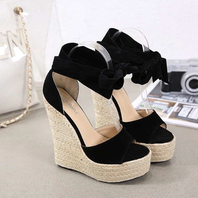 2020 Women Spring Wedge Sandals Female Platform Bohemia High Heel Sandals Fashion Ankle Strap Open Toe Ladies Shoes