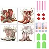 4pcs Diamond Painting -DIY Round Drill Cowboy Boots
