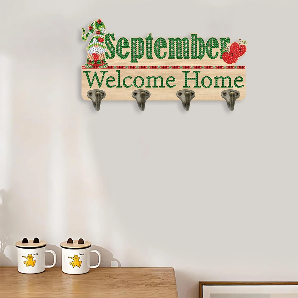 DIY Wooden Calendar September DIY Diamond Art Craft Wall Hooks for Beginners Adults