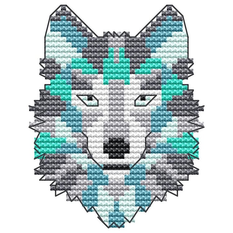 Joy Sunday - Wolf - 14CT 2 Strands Threads Printed Cross Stitch Kit - 9x13cm(Canvas)