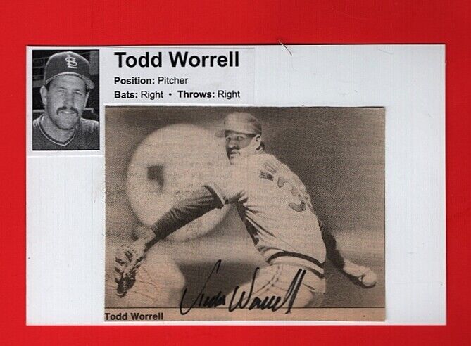 TODD WORRELL-ST LOUIS CARDINALS AUTOGRAPHED 4X6 VINTAGE Photo Poster painting