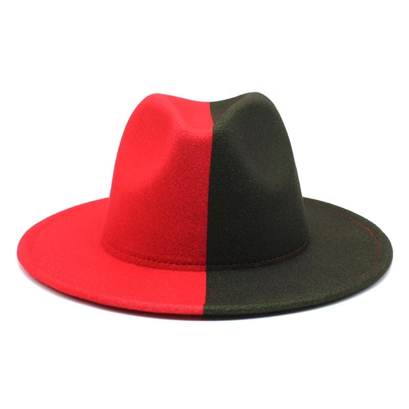 New Yin And Yang Double Color Matching Men’s And Women’s Woolen Felt Hat Autumn And Winter Fashion Flat Brim Jazz Hat 02
