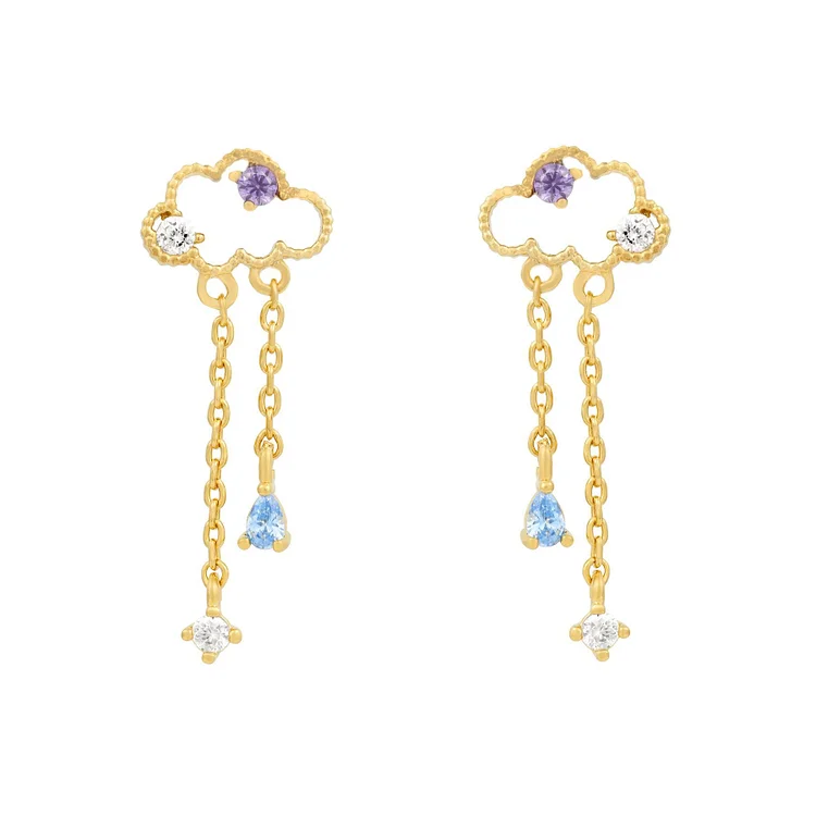 Tinyname® 18k Gold Plated Earrings Reigning Clouds Dangle Earrings