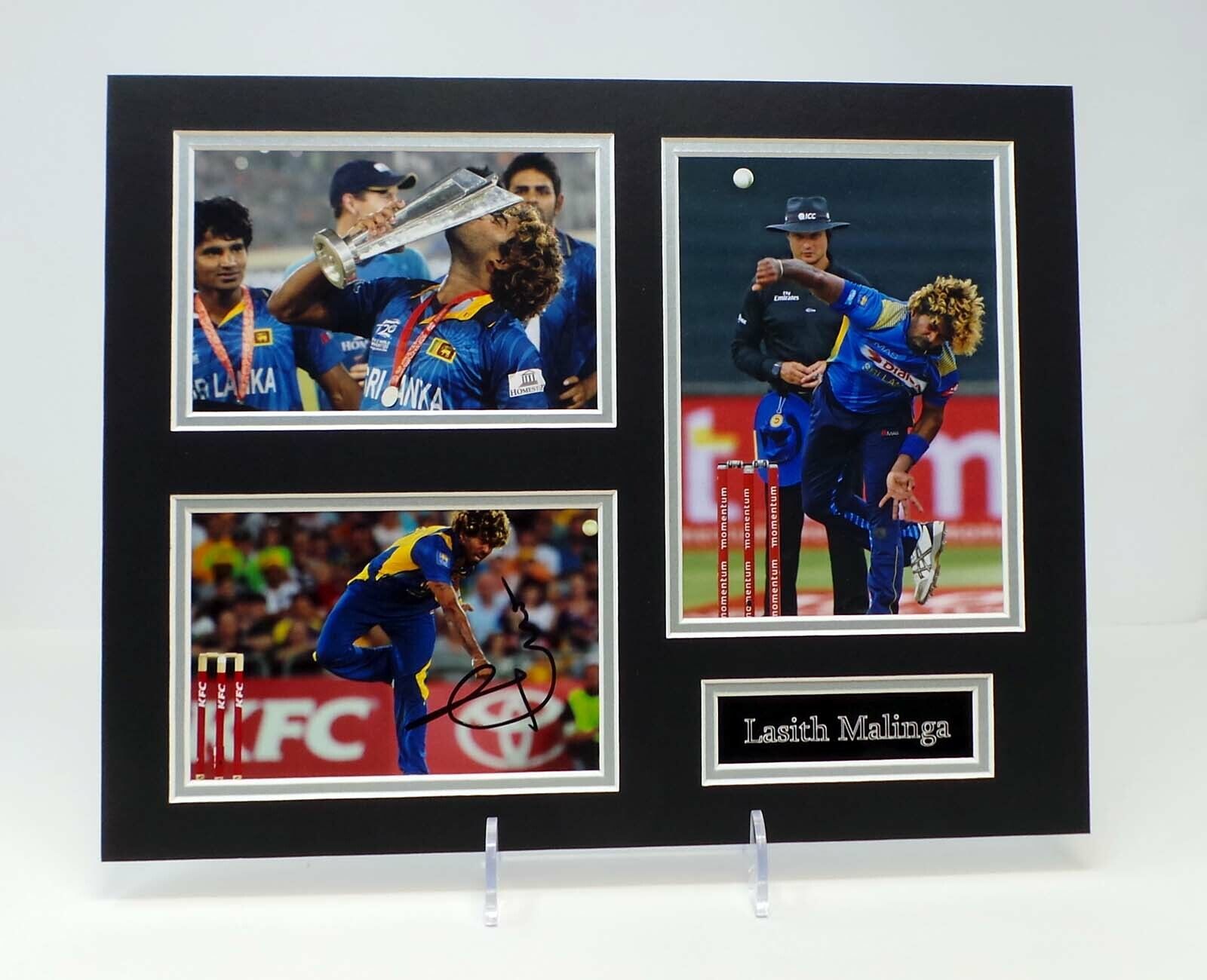 Lasith MALINGA Signed Mounted Photo Poster painting Display B AFTAL RD COA Sri Lanka Cricket