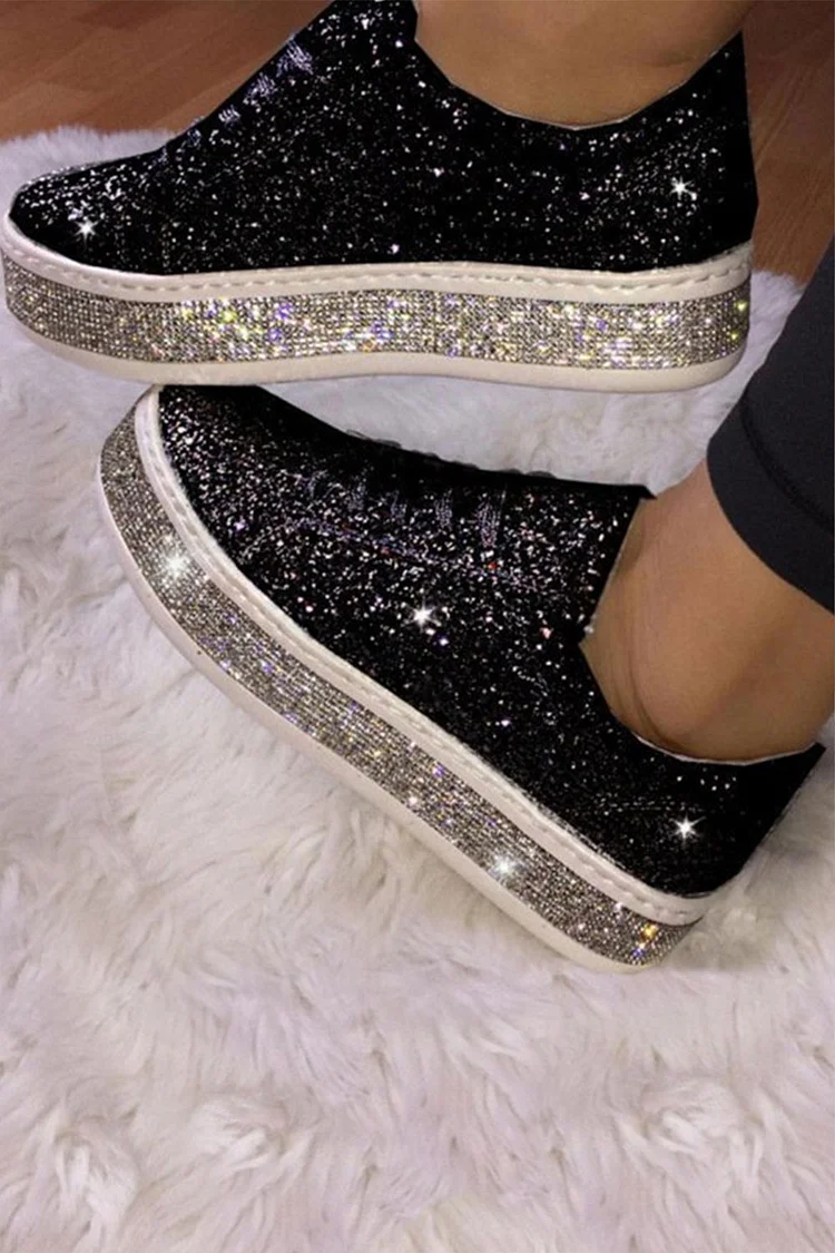 Plus Size Casual Rhinestone Shinny Shoes