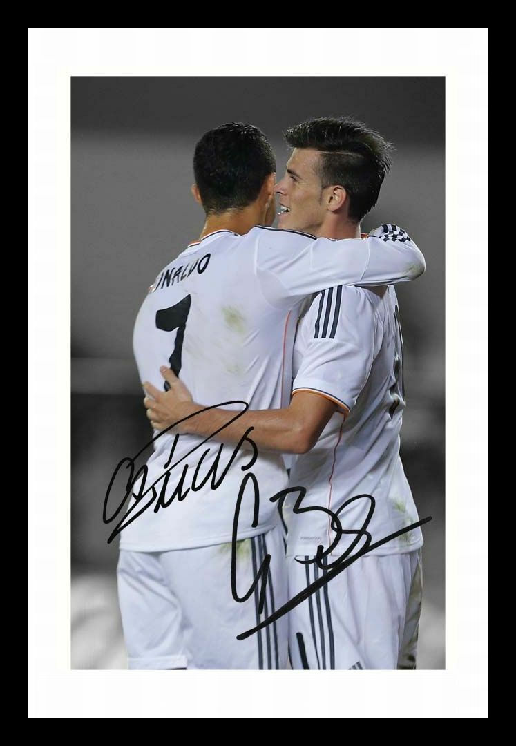 Cristiano Ronaldo & Gareth Bale - Real Madrid Signed & Framed Photo Poster painting