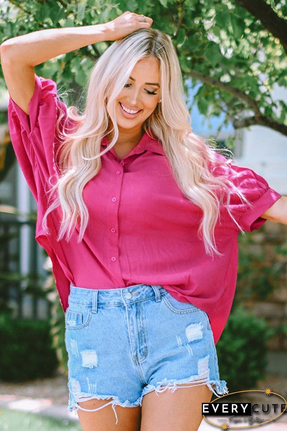 Rose Soft Oversize Dolman Shirt