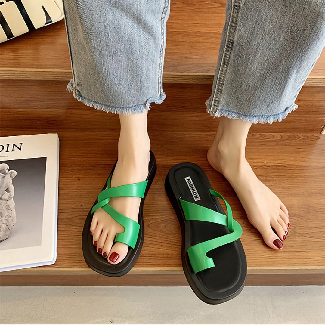 Letclo™ 2021 Summer New Style Set-toed Casual Thick-soled Square Toe Open-toed Roman Slippers letclo Letclo