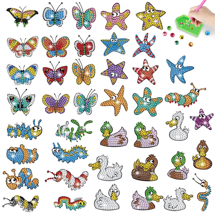 26/30/35/38/42/43 PCS Cartoon Diamond Sticker Art Craft Diamond Painting Sticker
