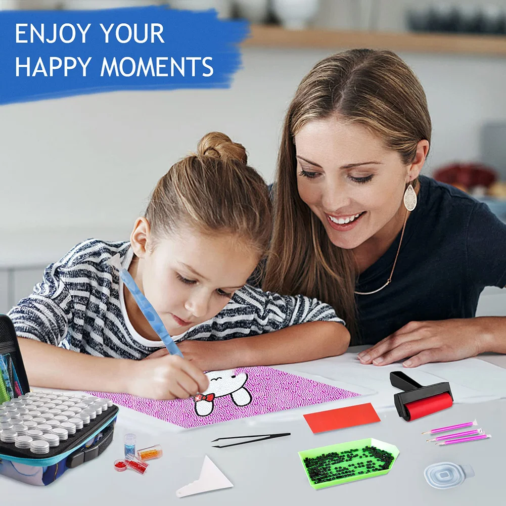 70 Slots Portable 5D Diamond Painting Carrying Bag with Tools for DIY Art Craft