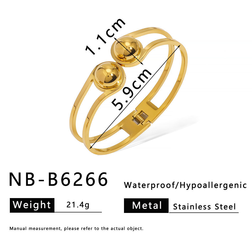 Retro Stainless Steel Bracelet Ins Style Geometric Line Hollow Diamond Bracelet 18K Gold Plated Bracelet