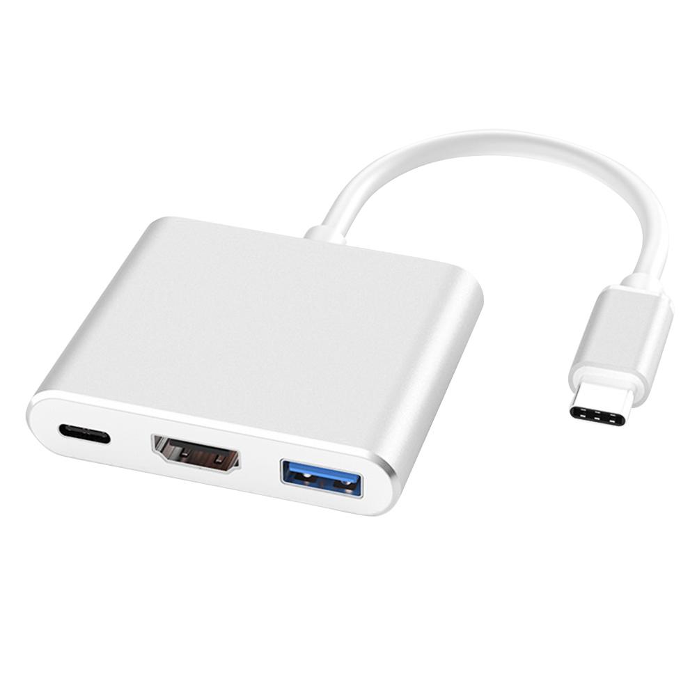 

HW-TC34 Type-C to HDMI-compatible USB PD 3 in 1 Adapter Docking Station Hub -Silver, 501 Original