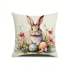 Set of 4 Easter Throw Pillow Covers 17.72x17.72in Bunny Square Pillowcase Cushion Case for Home Sofa Living Room Couch Bedroom Decor