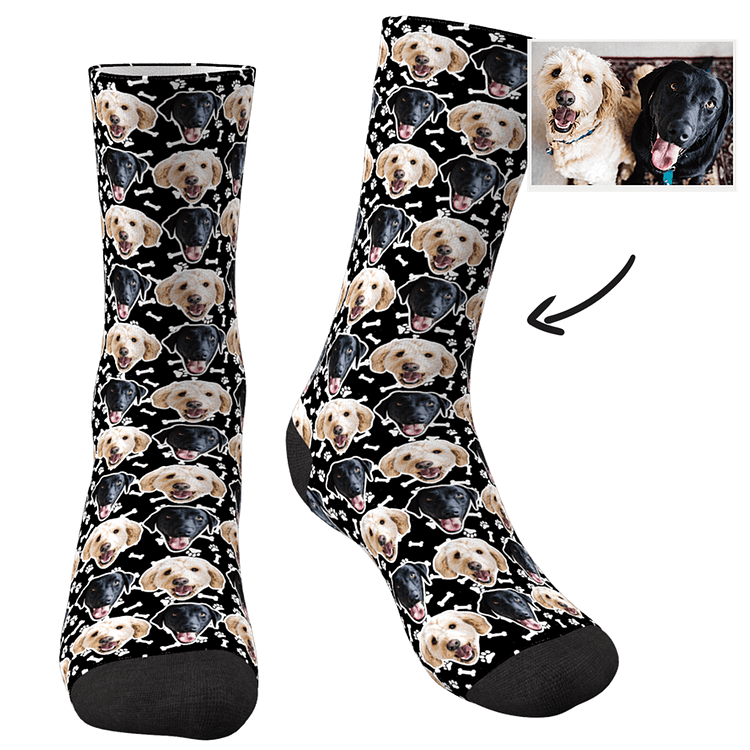 Custom Photo Dog Socks Colorful - Two Faces