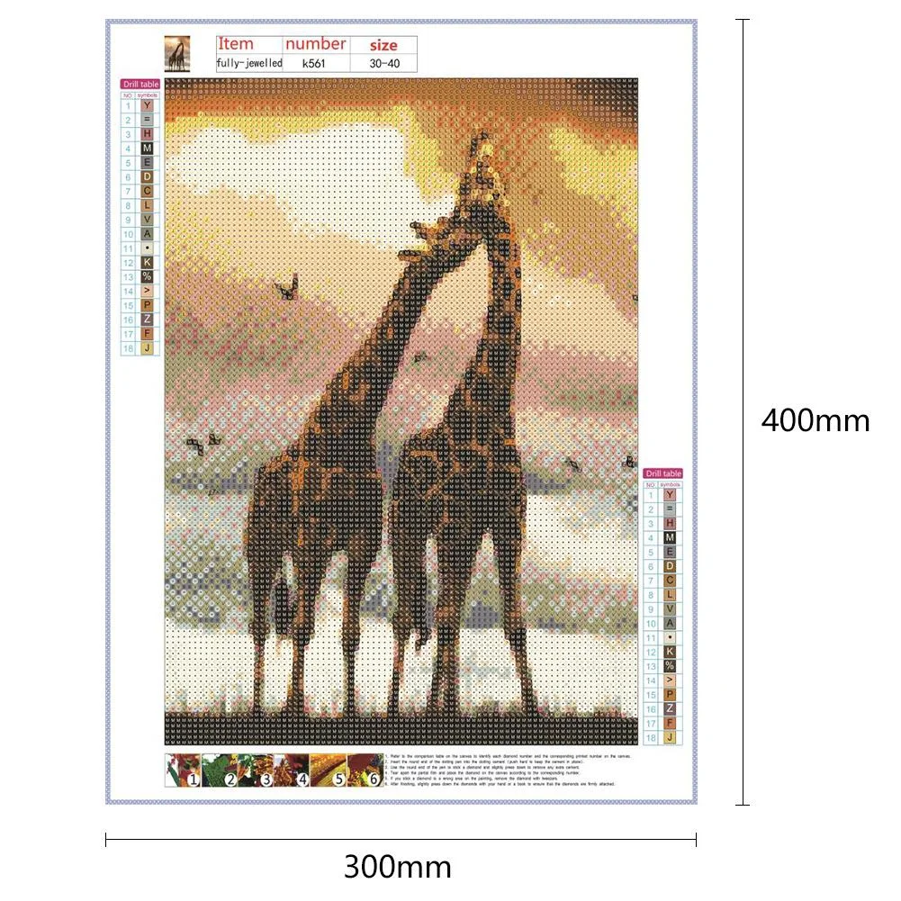 Full Round Diamond Painting 30*40cm - Giraffe