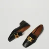 Ladies Retro Square Toe Buckle Loafers