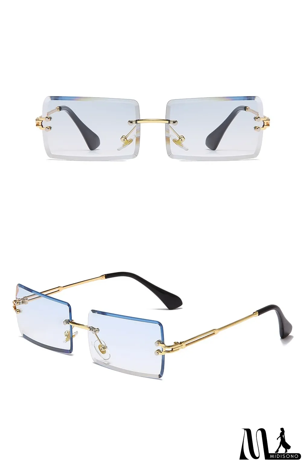 MidiSono - Women Rimless Metal Square Sunglasses
